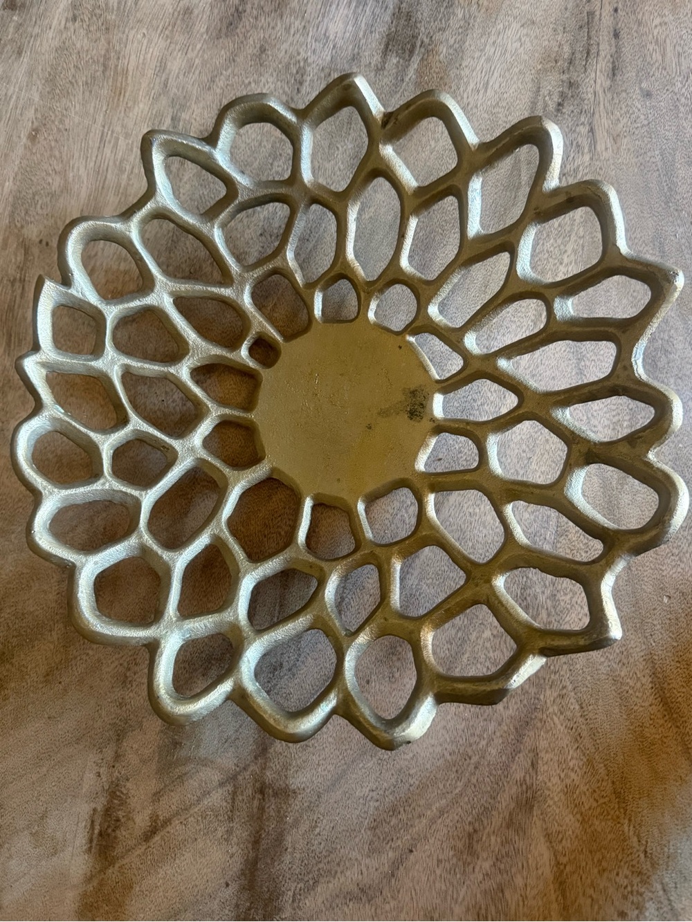 Decorative Metal Bowl - Gold Openwork Design